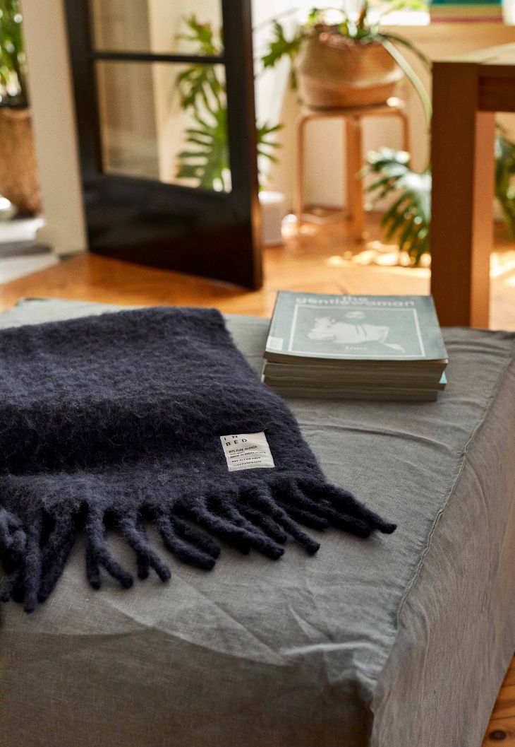 Alpaca Throw in Navy by IN BED.