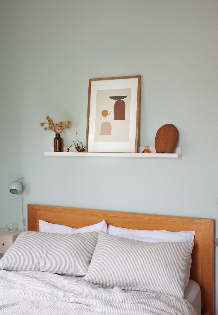 Linen duvet cover and linen pillow slips in grey & white stripe, linen fitted sheet in stone by IN BED